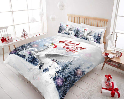XMAS UNICORN SINGLE DUVET COVER SET